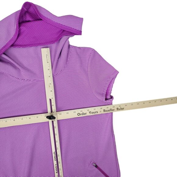 TITLE NINE Layli Cowl Neck Short Sleeve Dress Sz L Purple Striped Active Casual - Picture 11 of 12